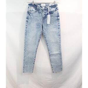 Frame Jeans Le High Skinny Crop Womens size 26 Blue Stonewash Distress Raw Hem